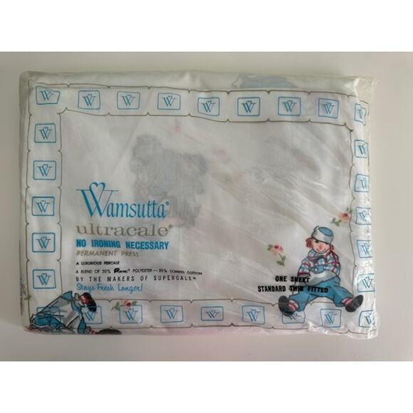 Wamsutta Raggedy Ann & Andy Vintage 1960s Twin Fitted Sheet- New in Package - Picture 1 of 4